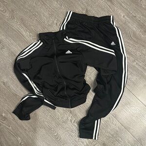Adidas Black and White Sweatpants with Iconic Stripes Set
